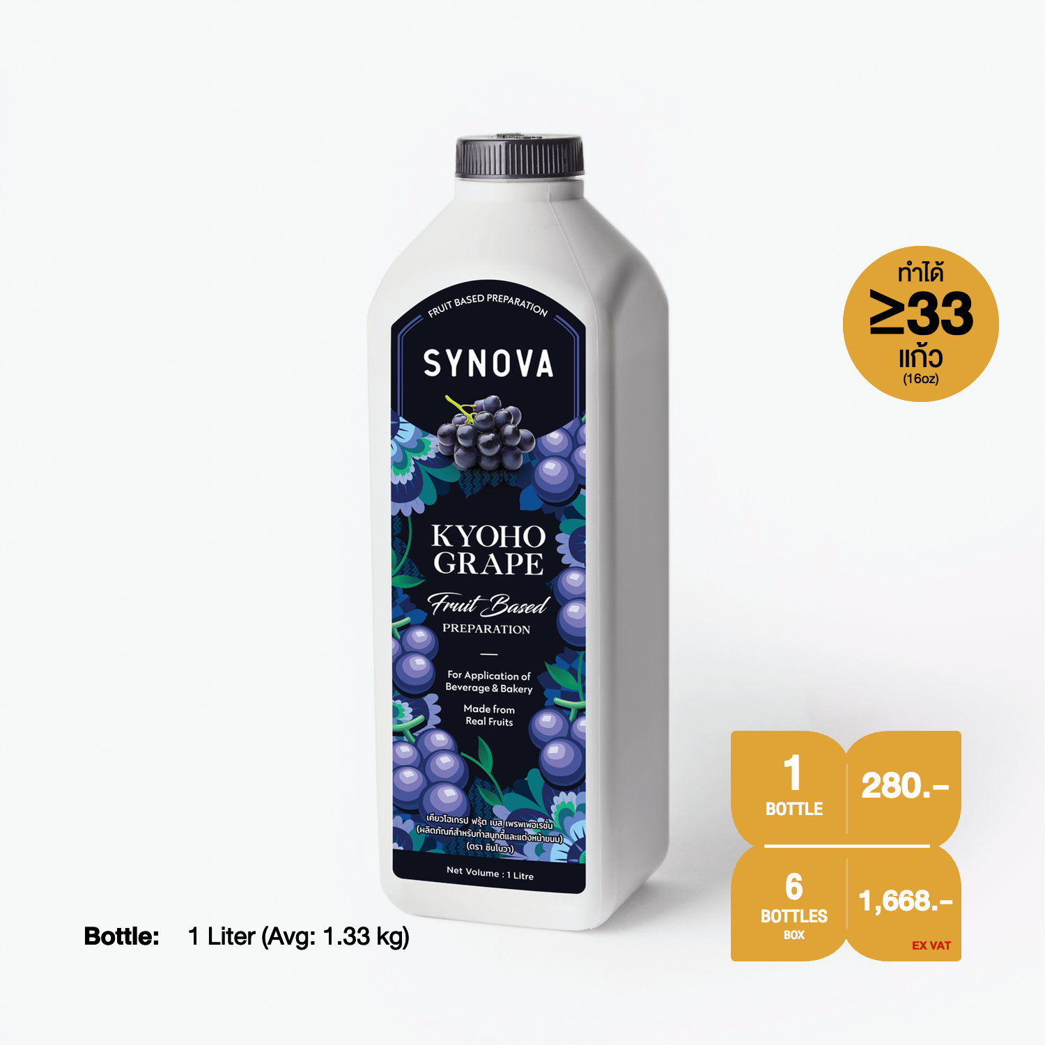 น้ำผลไม้เข้มข้น SYNOVA : ซอสองุ่นเคียวโฮเข้มข้น (ยกกล่อง)